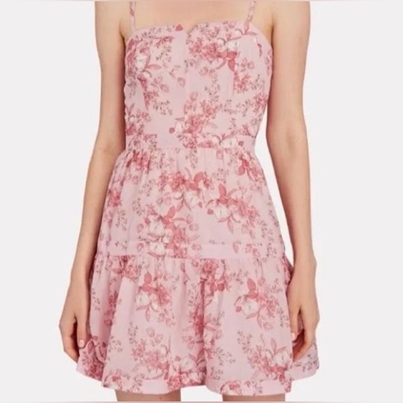 INTERMIX Dresses & Skirts - Intermix Pink Floral Silk Blend Babydoll Mini Dress Cottagecore Size 10 Romantic
